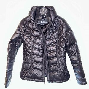 GUESS Women's Shiny Black Puffer Jacket